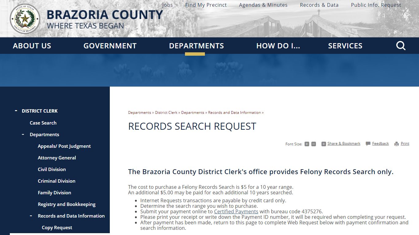 Records Search Request | Brazoria County, TX