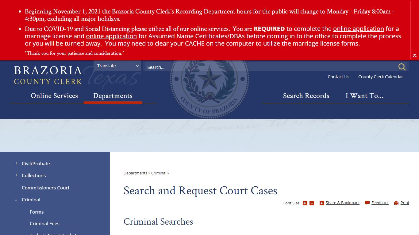 Search and Request Court Cases | Brazoria County Clerk